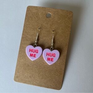 2/$15- Valentine’s Day Purple Heart 'Hug Me' Earrings Handmade
